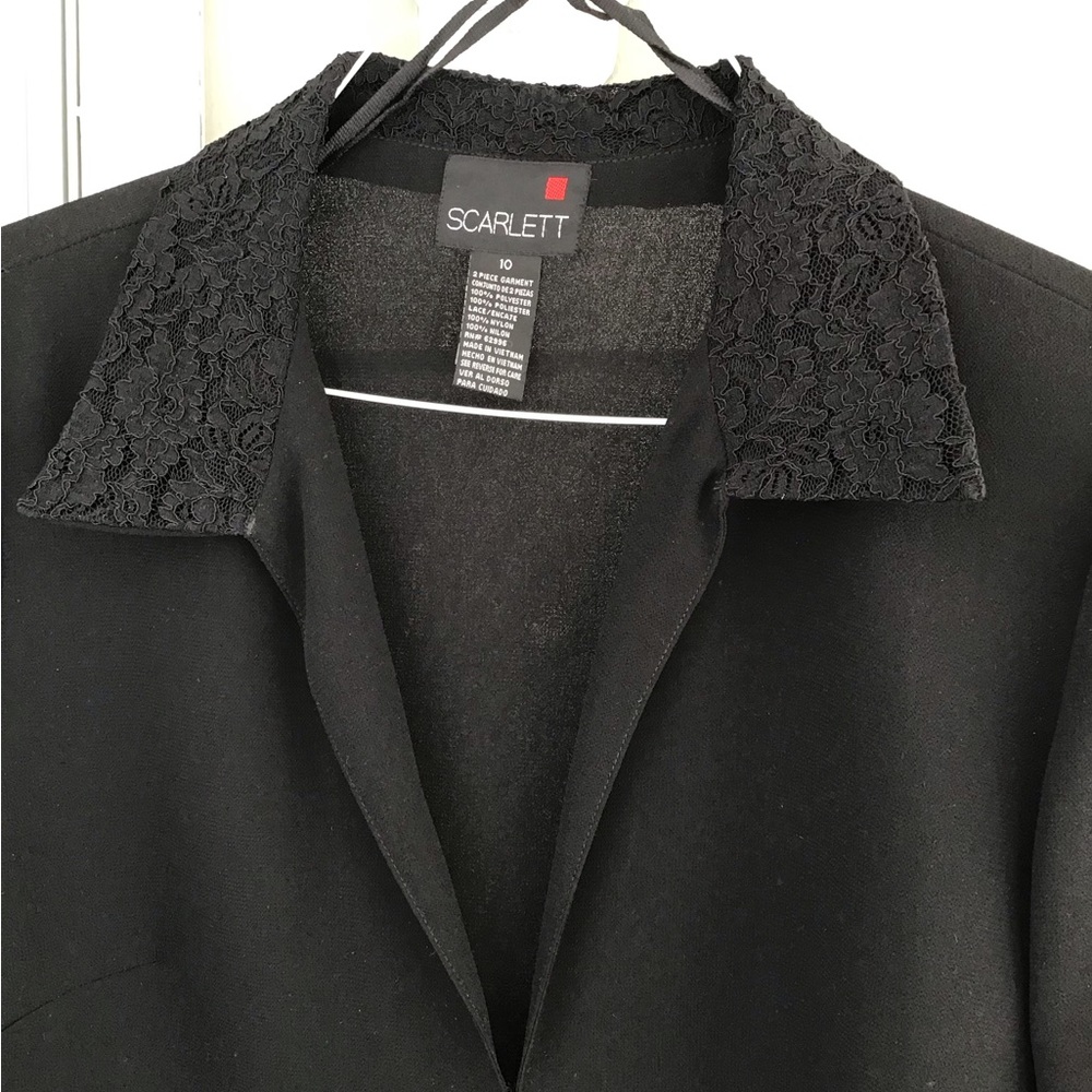 Scarlett black blouse size 10 lace cuffs lace collars women top dressy - Picture 4 of 10